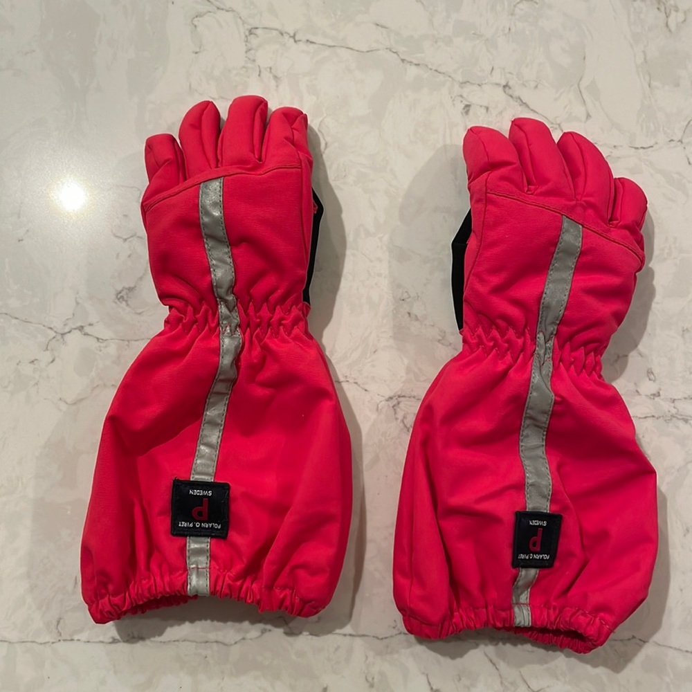 Long Pink Polarn O Pyret Kids Gloves